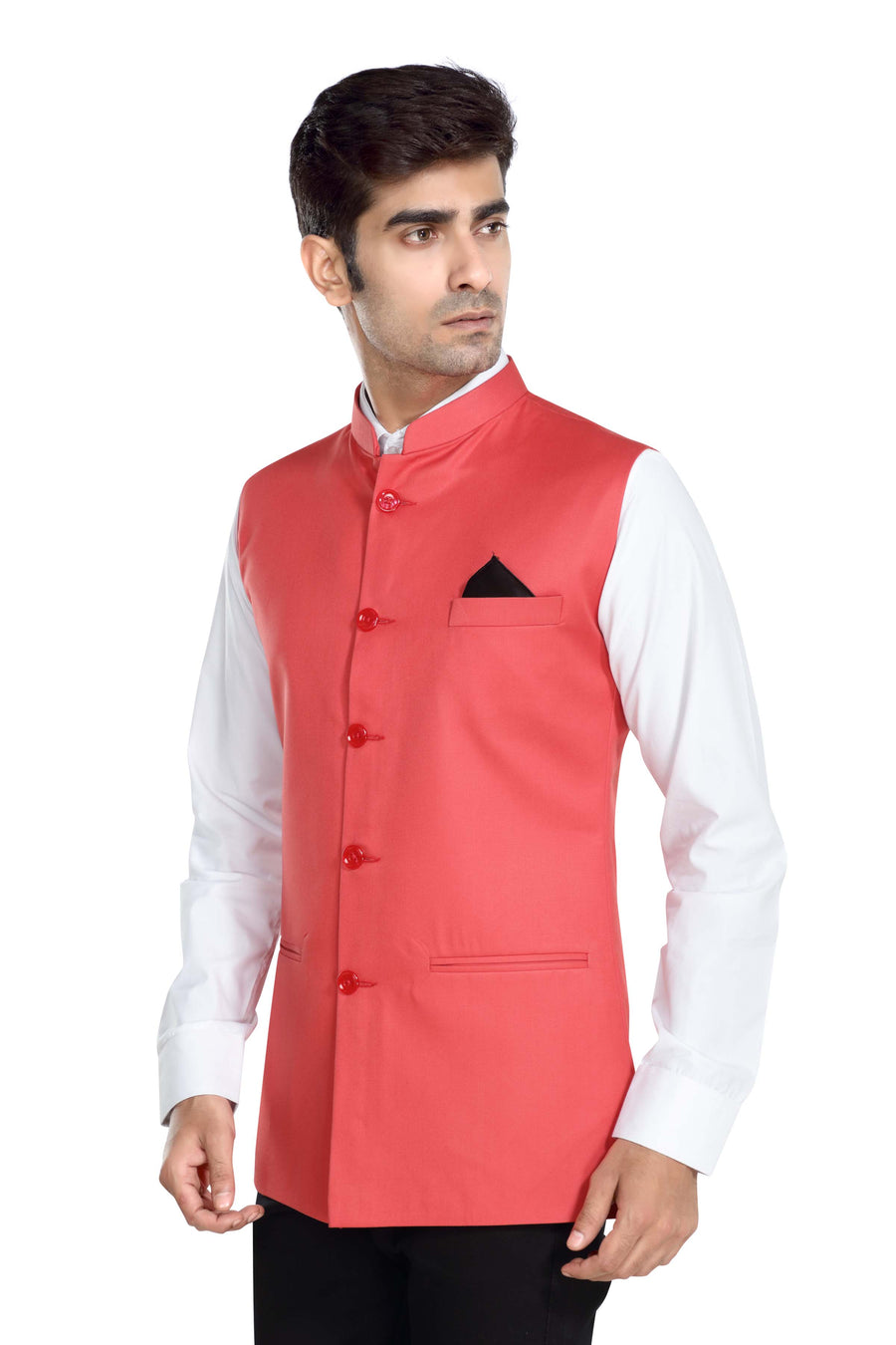 Men's TR Nehru Jacket – Prubin Red - Right Sleeve
