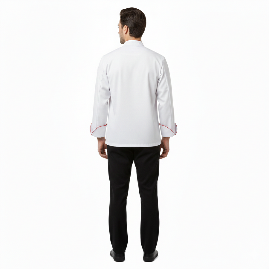 Chef Coat – White & Red - Back
