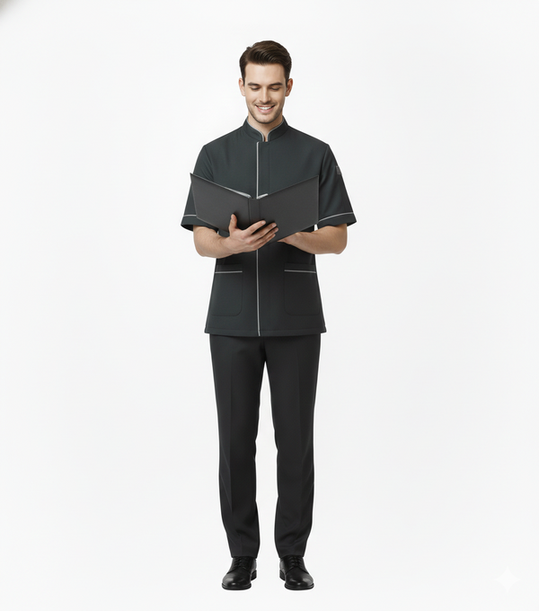 Half Sleeve Waiter Uniform – Charcoal Grey – view 2