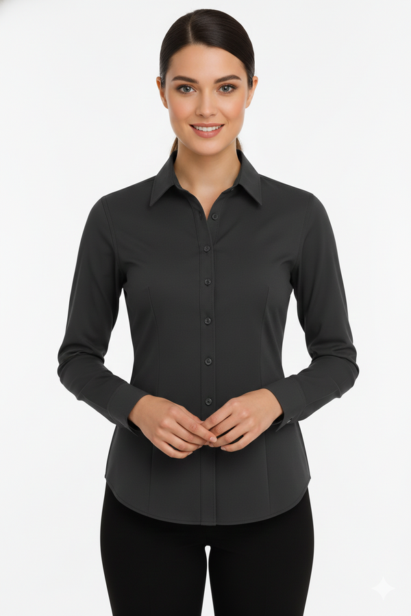 Women's Lycra Formal Shirt – Dark Grey – view 2