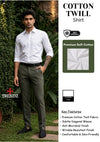 Cotton twill shirt features: premium soft cotton, diagonal weave, wrinkle-resistant