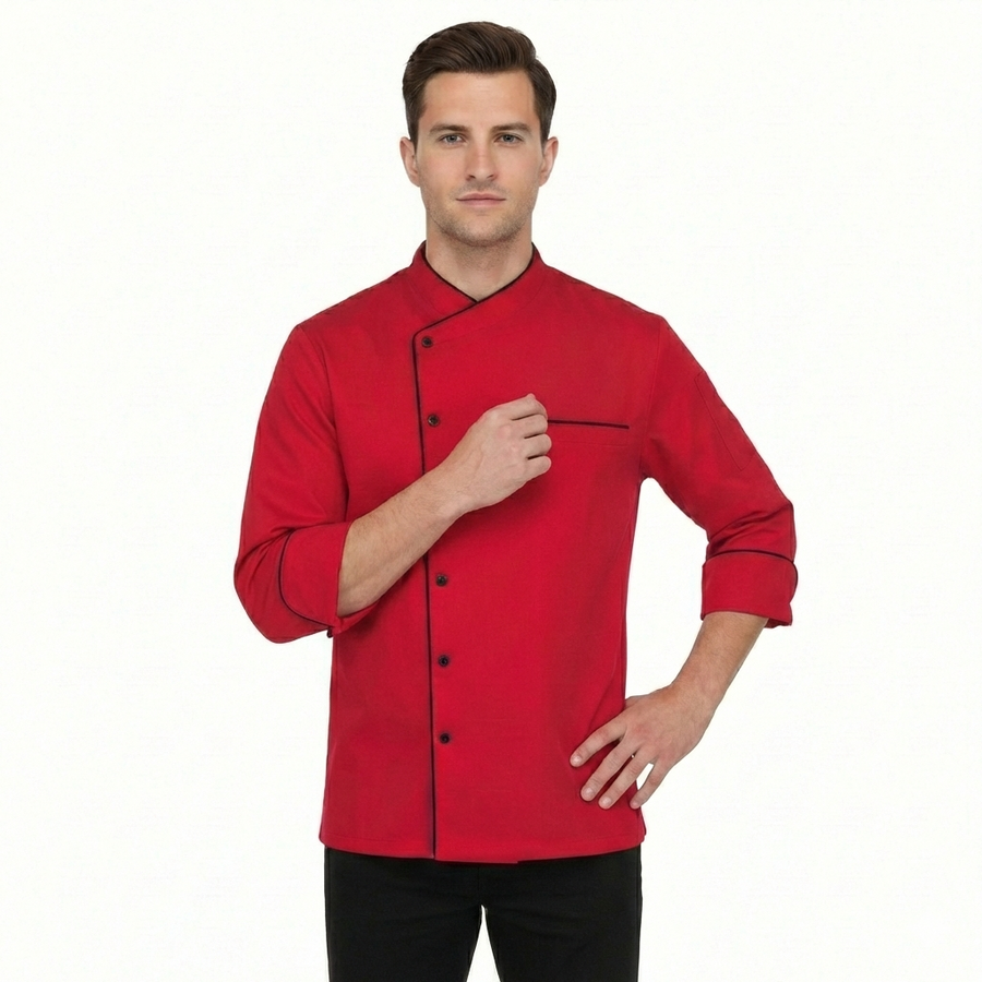 Chef Coat – Red - Left Sleeve