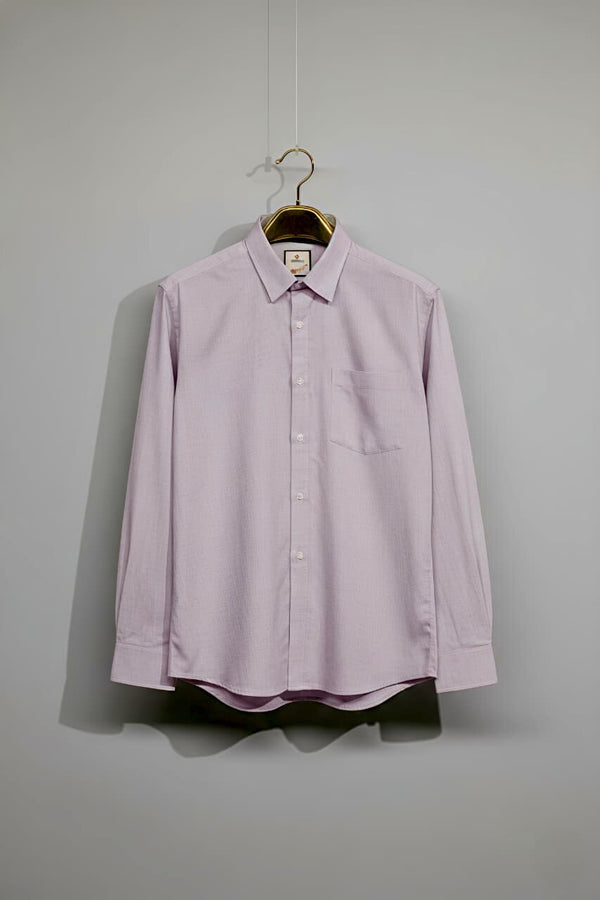 Mauve men's fil-a-fil formal shirt on hanger