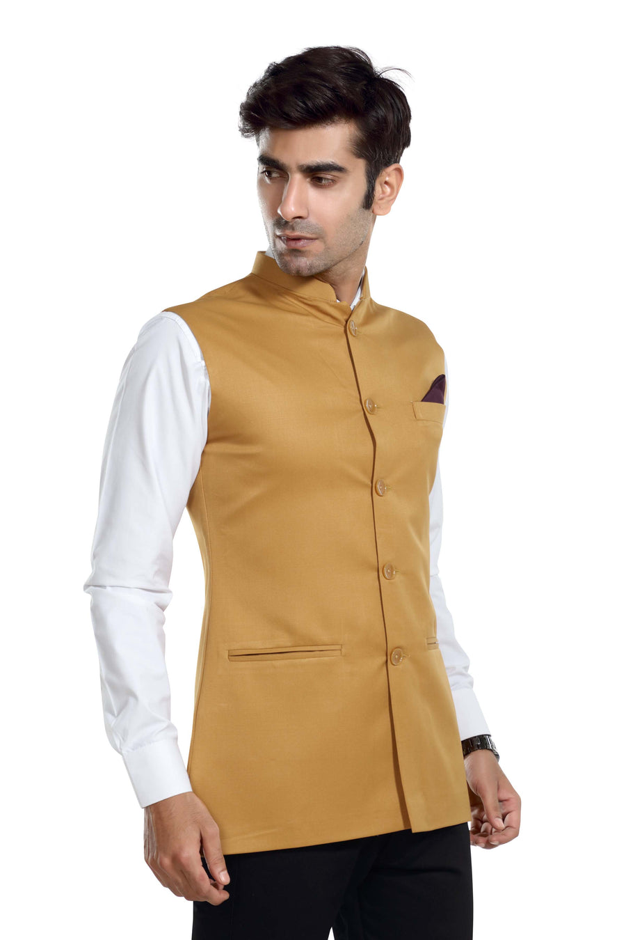 Men's TR Nehru Jacket – Mustard Yellow - Right Sleeve