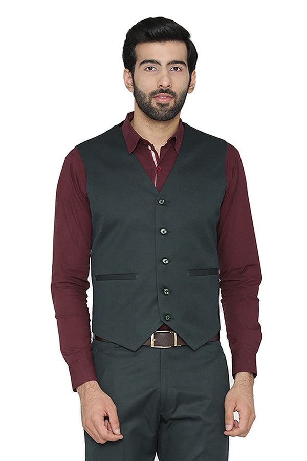 Men's dark green slim fit TR waistcoat – view 2