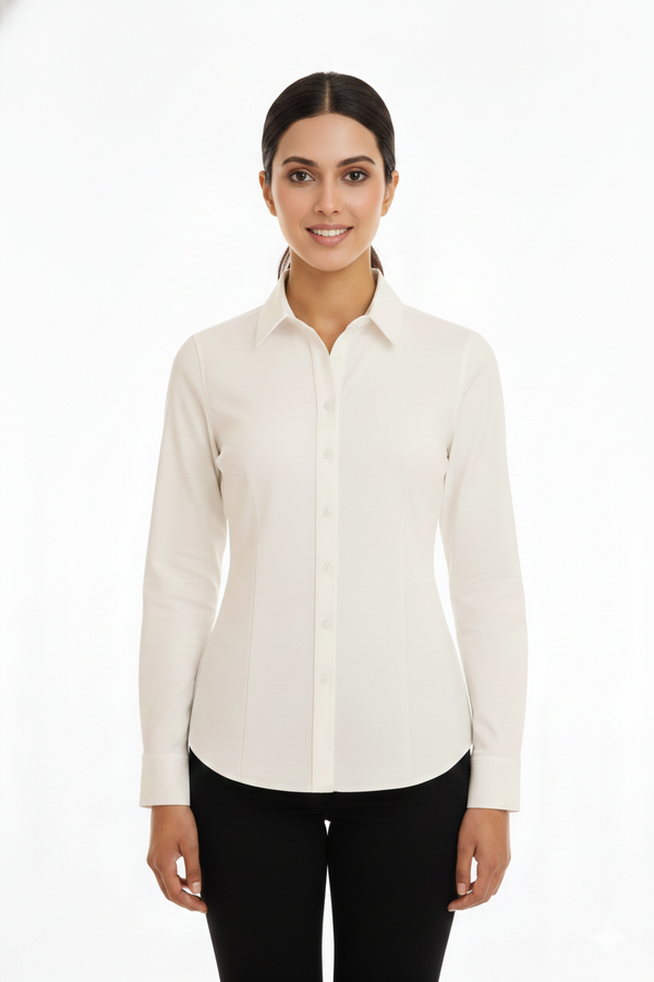Women's Lycra Formal Shirt – White – view 1