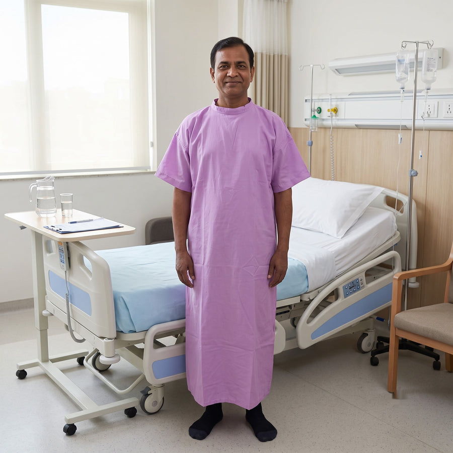 Patient Gown – Lavender, Back Tie - Front