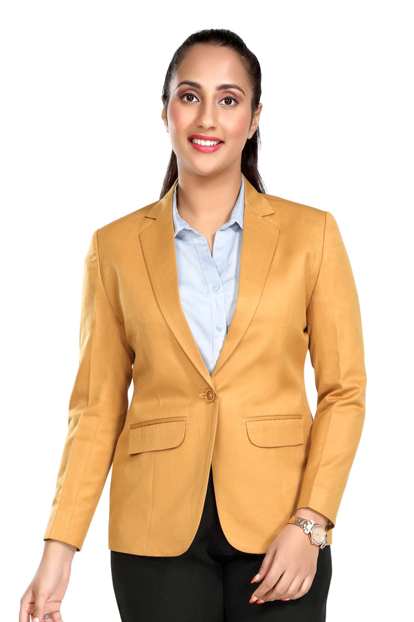Women's slim fit TR blazer – Mustard Yellow – view 2