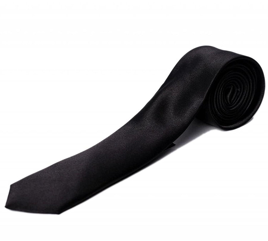 Solid Satin Formal Tie – Black - Right Sleeve