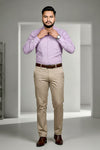 Mauve fil-a-fil office shirt for men, standing view