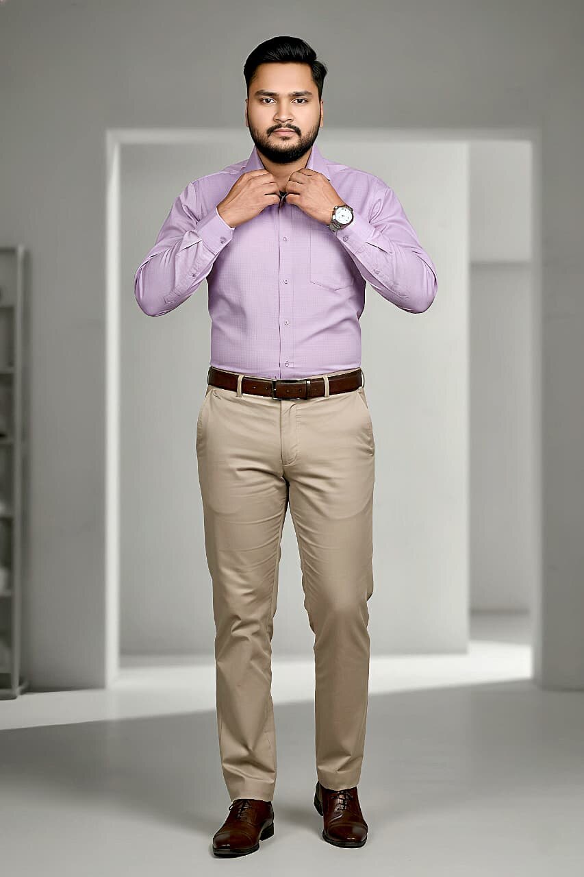 Men's Fil-a-Fil Formal Shirt – Mauve - Right Sleeve