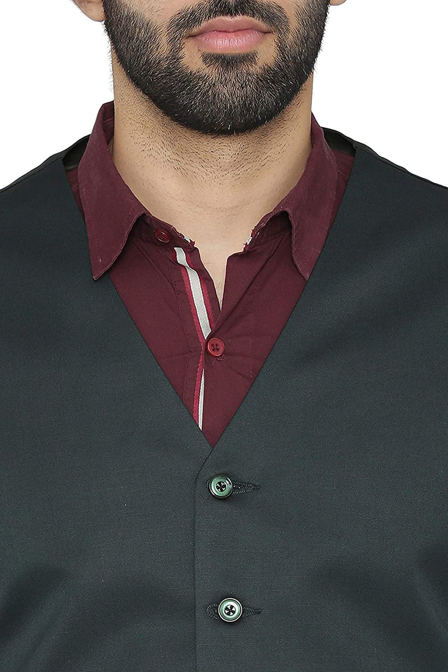 Men's Slim Fit TR Waistcoat – Dark Green - Front