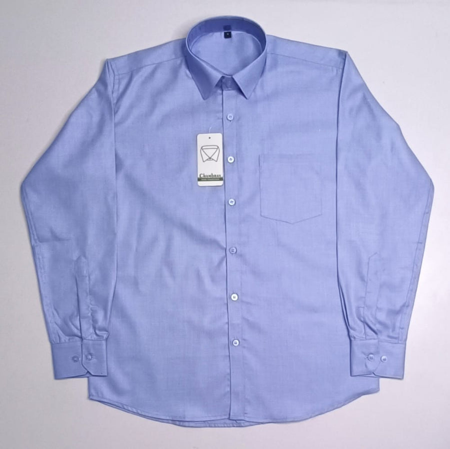 Men's Chambray Formal Shirt – Sky Blue - Back