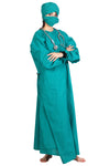 Women's Overlap OT Gown Set – Surgical Green, with Cap & Mask – three-quarter view