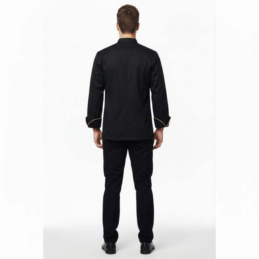 Chef Coat – Black & Yellow - Back