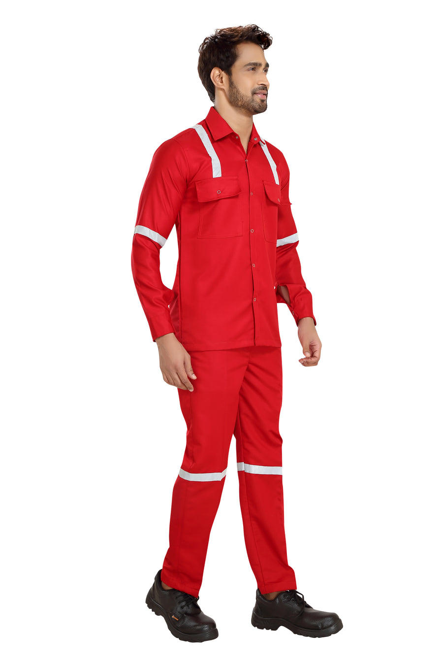 Boiler Pant Shirt Set – Red, Grey Reflective Tape - Right Sleeve