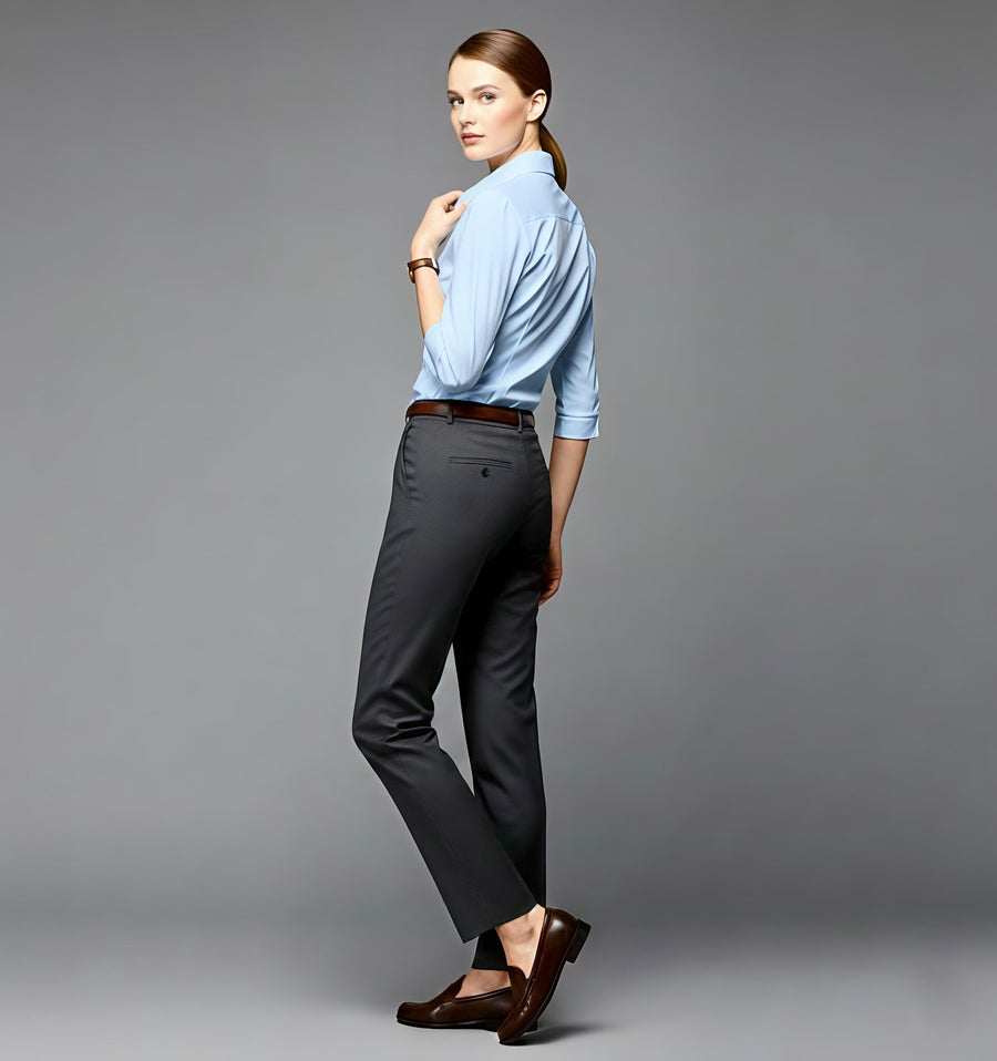 Women's Anti-Stain Formal Shirt – Surf Blue - Right Sleeve