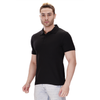 Black polo T-shirt (100% cotton) – right angle view