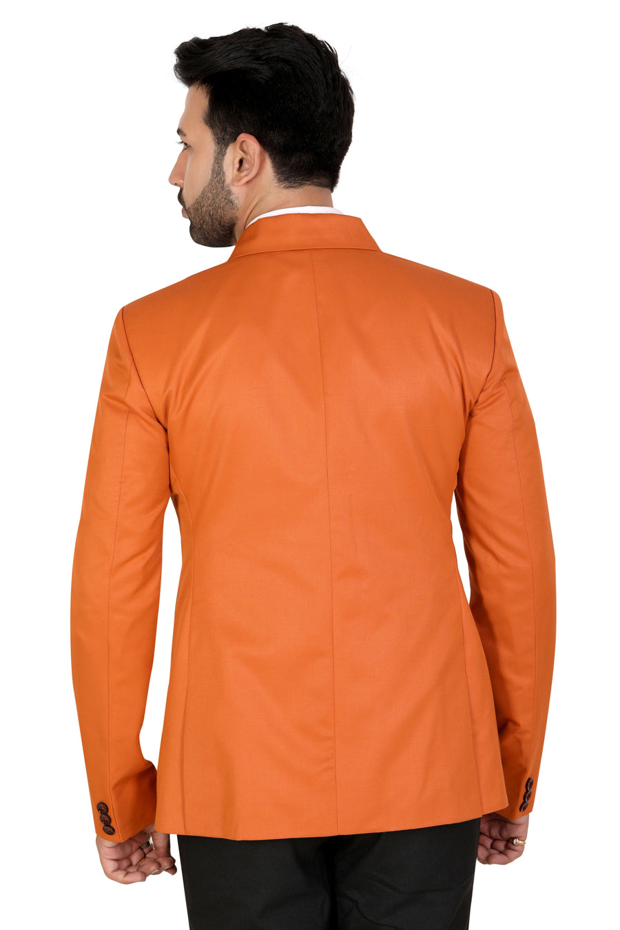 Men's Slim Fit TR Blazer – Carrot Orange - Back