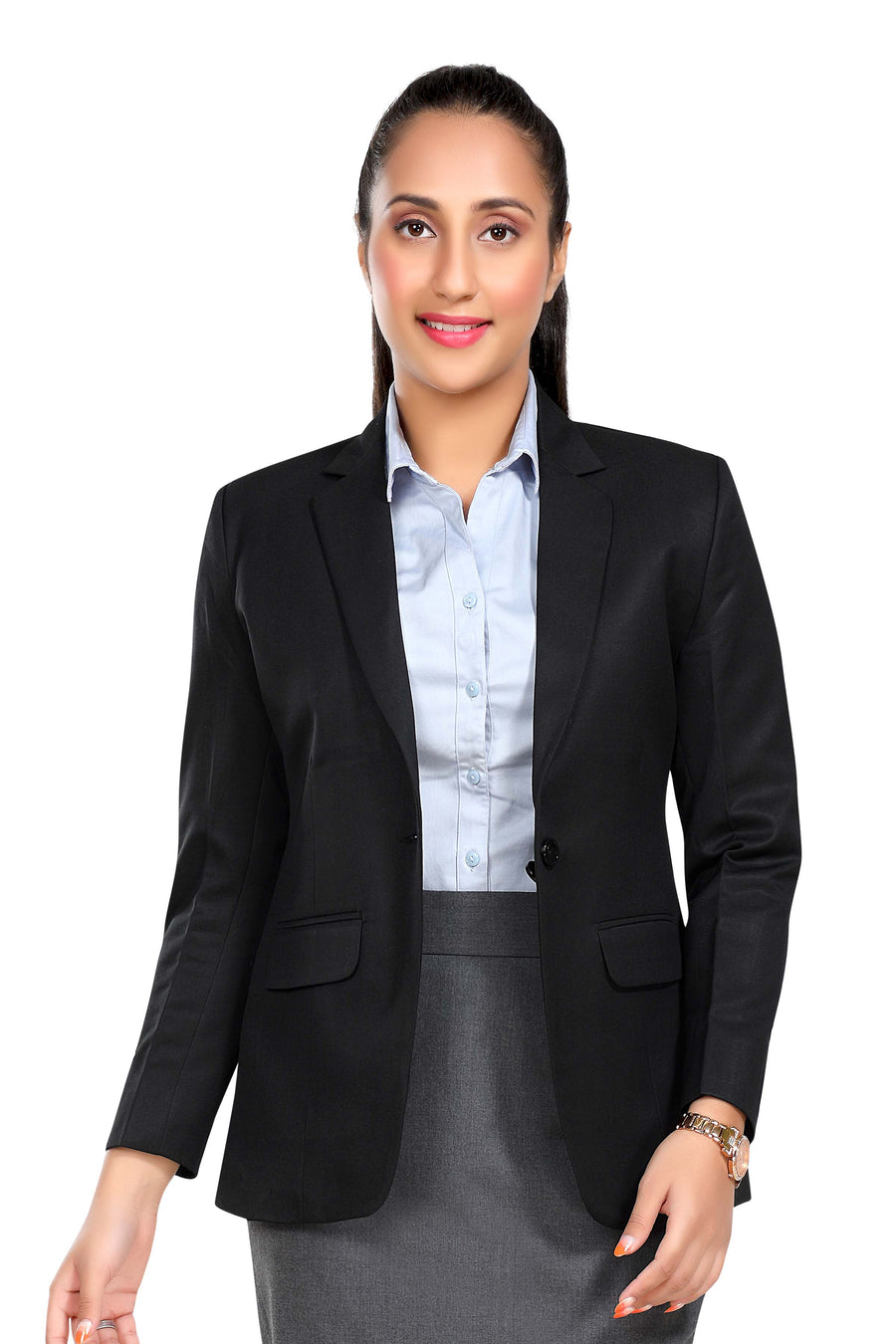 Women's Slim Fit TR Blazer – Black - Right Sleeve