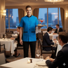 Half Sleeve Waiter Uniform – Azure Blue & Black – view 5
