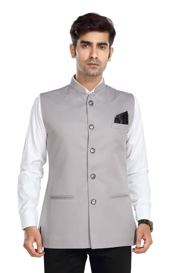 Men's Grey TR Nehru jacket – front view