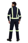 Boiler Pant Shirt Set – Navy Blue, Green Reflective Tape – back