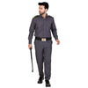 Security guard in grey uniform with baton – full look