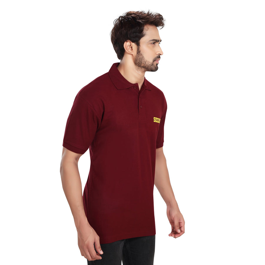 Security Polo T-Shirt – Maroon - Right Sleeve
