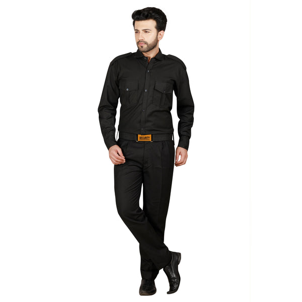 Black security guard shirt for men