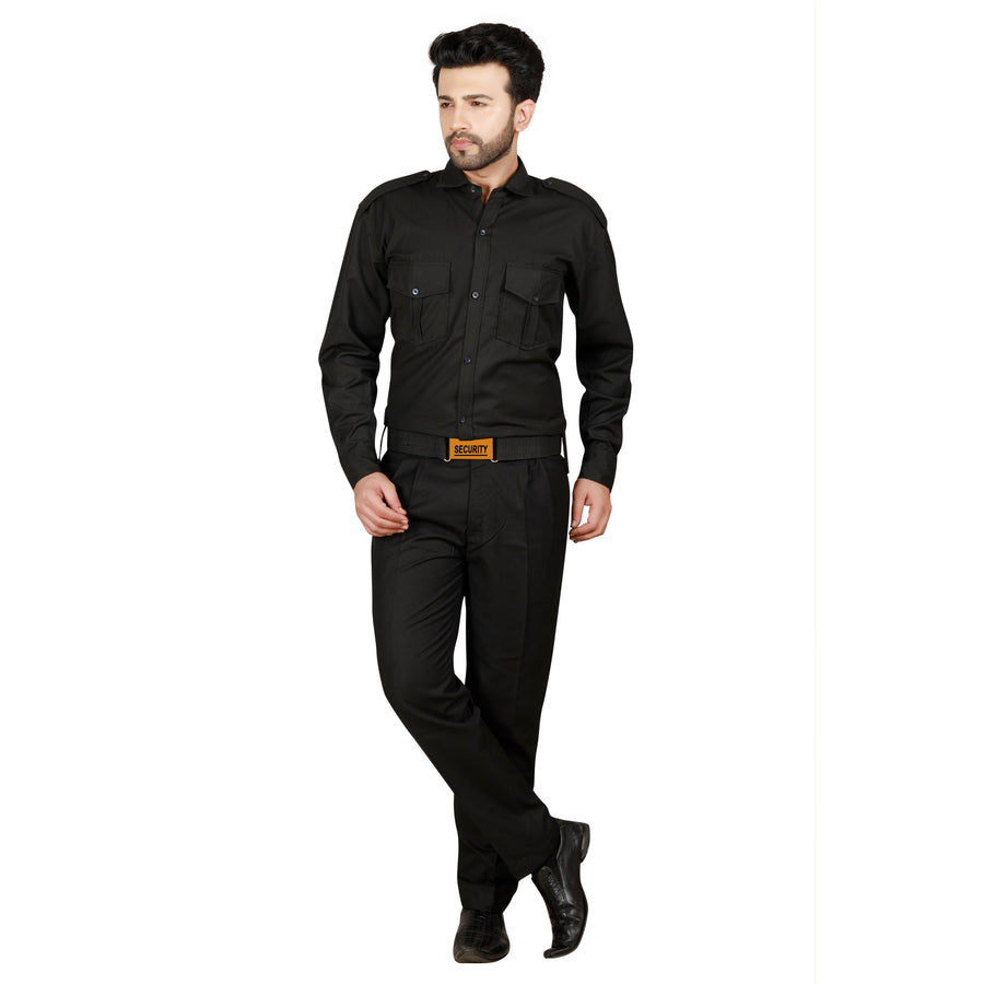 Security Guard Uniform Shirt & Pant – Black - Front