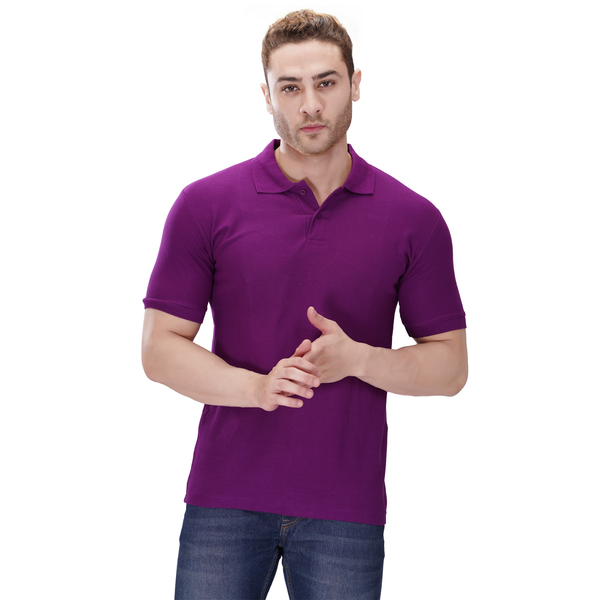 Purple polo T-shirt (100% cotton) – front view