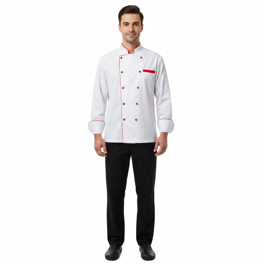 Chef Coat – White & Red - Front