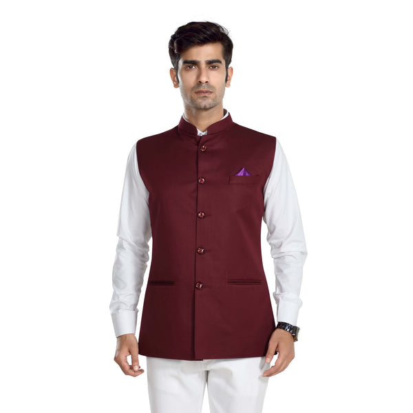 Men's TR Nehru Jacket – Dark Maroon