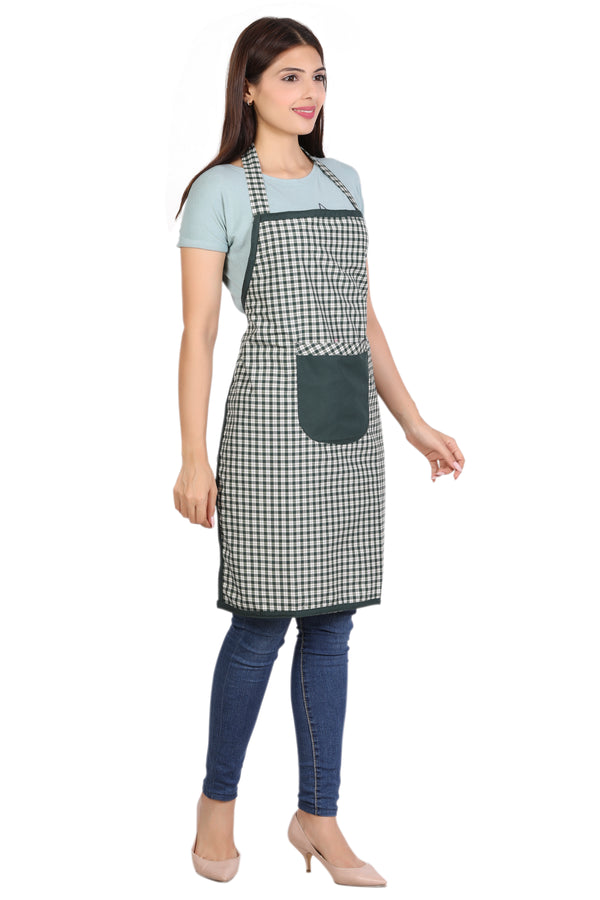 Full Kitchen Apron – Green & White Checks