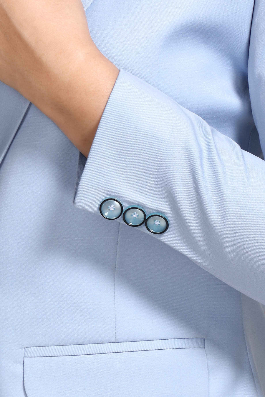 Women's Slim Fit TR Blazer – Cloudy Blue - Right Sleeve