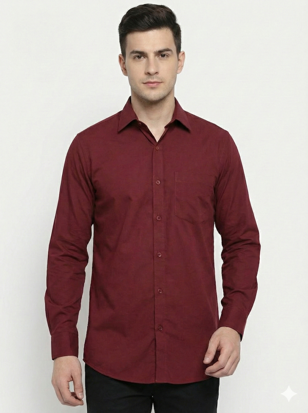 Men's Classic Formal Shirt – Maroon – view 1