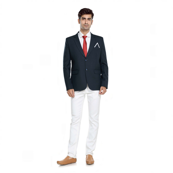 Men's metal blue slim fit formal blazer – view 1