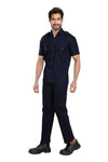 Industrial Worker Uniform – Navy Blue, Half Sleeve – three-quarter view