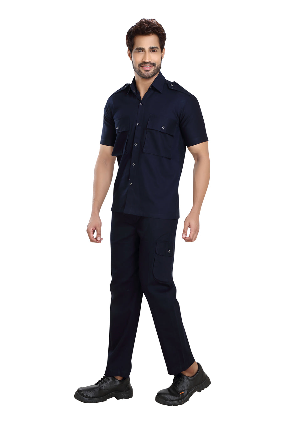 Industrial Worker Uniform – Navy Blue, Half Sleeve - Left Sleeve