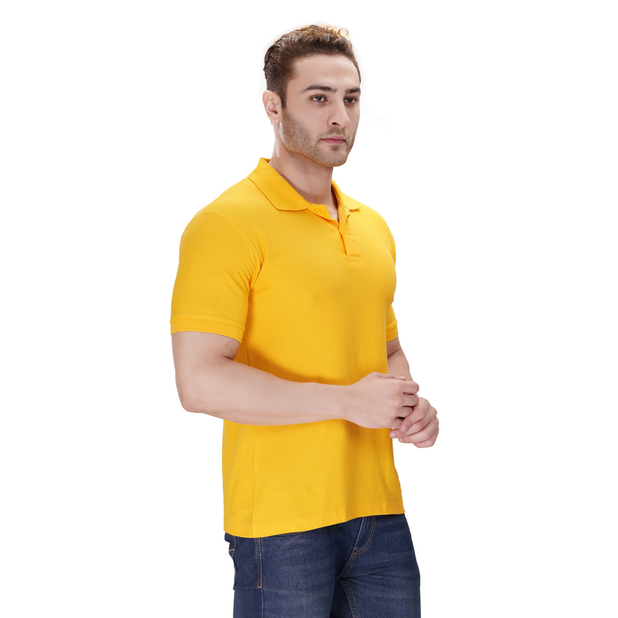 Cotton Polo T-Shirt – Yellow - Left Sleeve