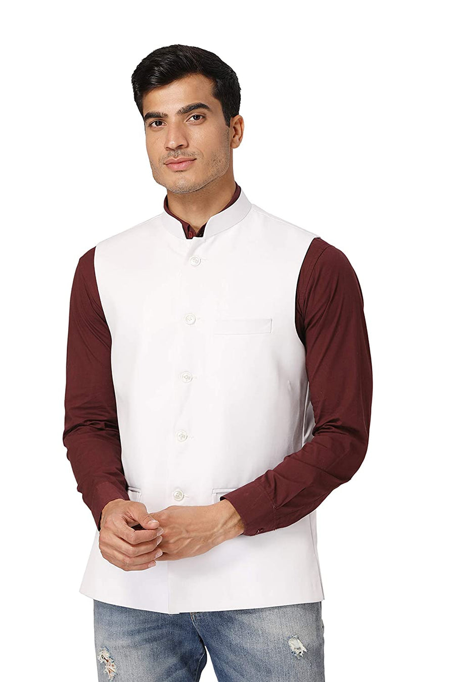 Men's TR Nehru Jacket – White - Front