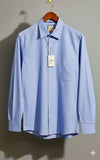 French blue men's fil-a-fil formal shirt on hanger