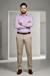 Man wearing mauve fil-a-fil formal shirt, Mafatlal Trendz TSFF07
