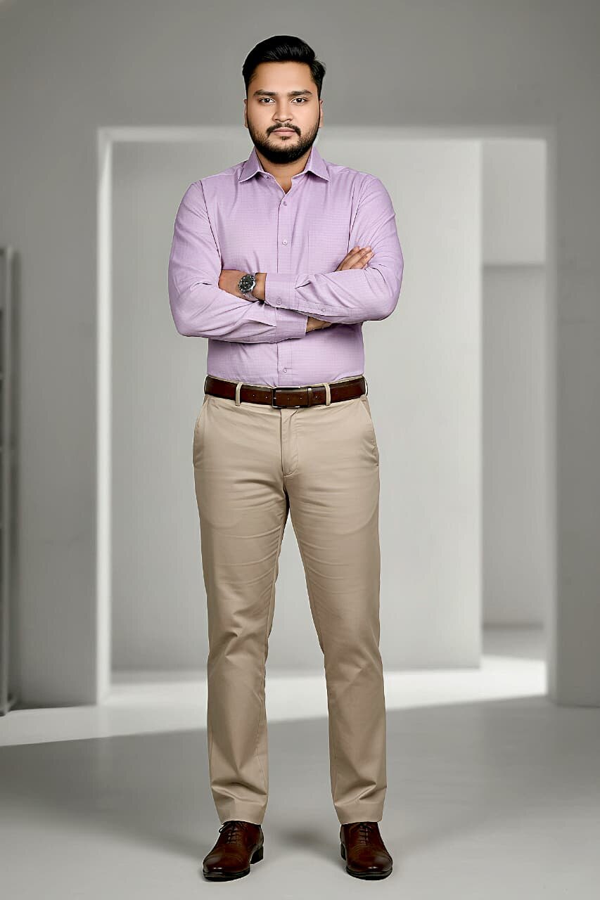 Men's Fil-a-Fil Formal Shirt – Mauve - Left Sleeve