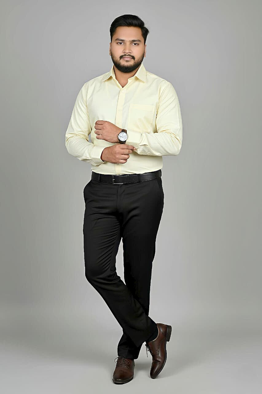 Men's Anti-Stain Formal Shirt – Lemon - Left Sleeve