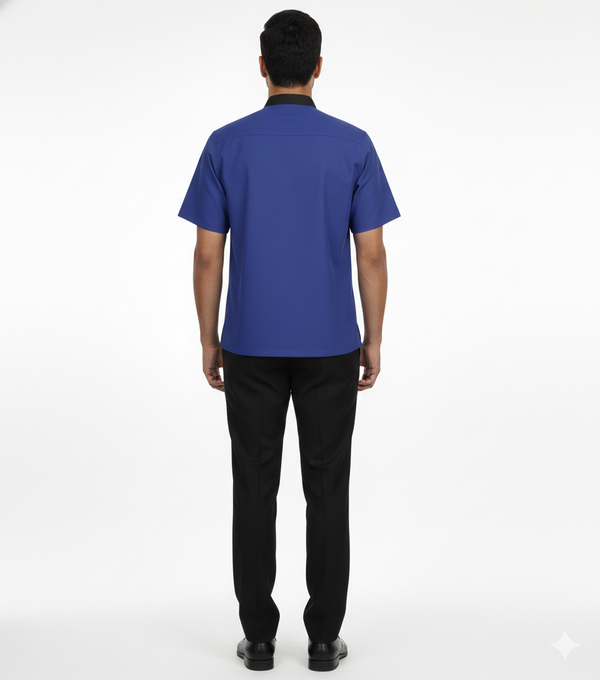 Half Sleeve Waiter Uniform – Royal Blue & Black – view 4