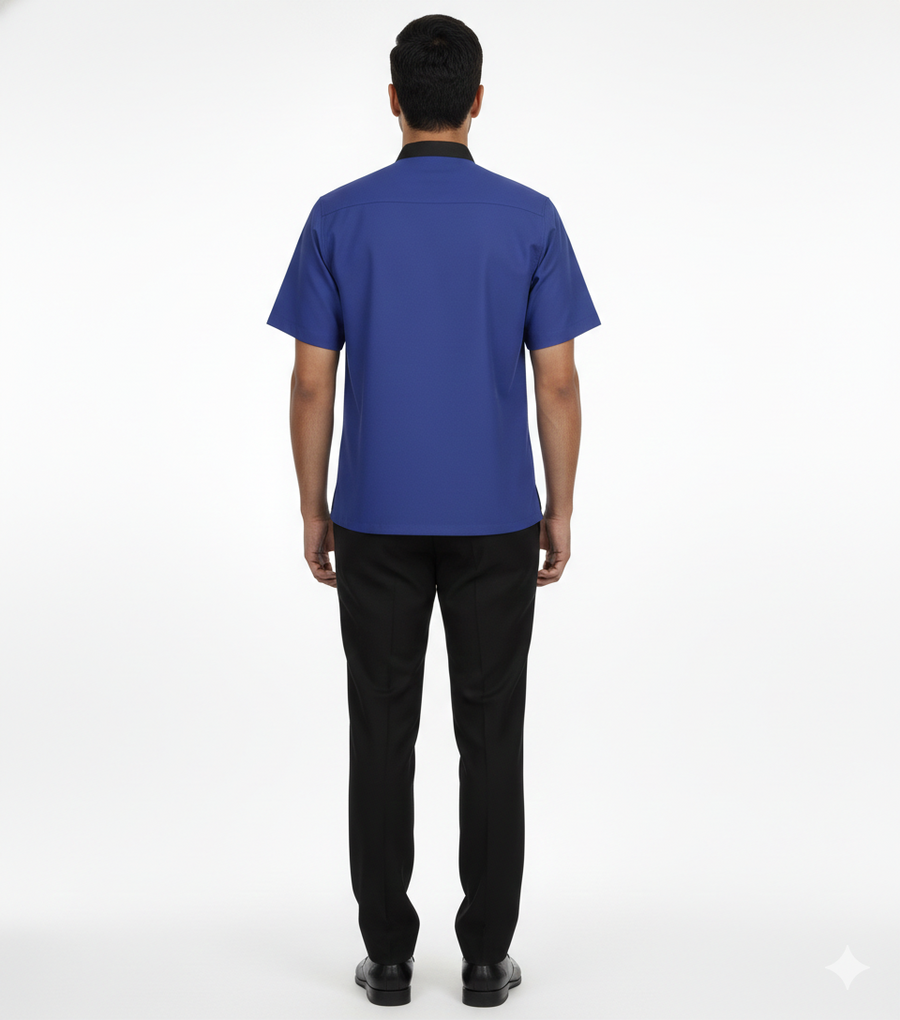 Half Sleeve Waiter Uniform – Royal Blue & Black - Right Sleeve