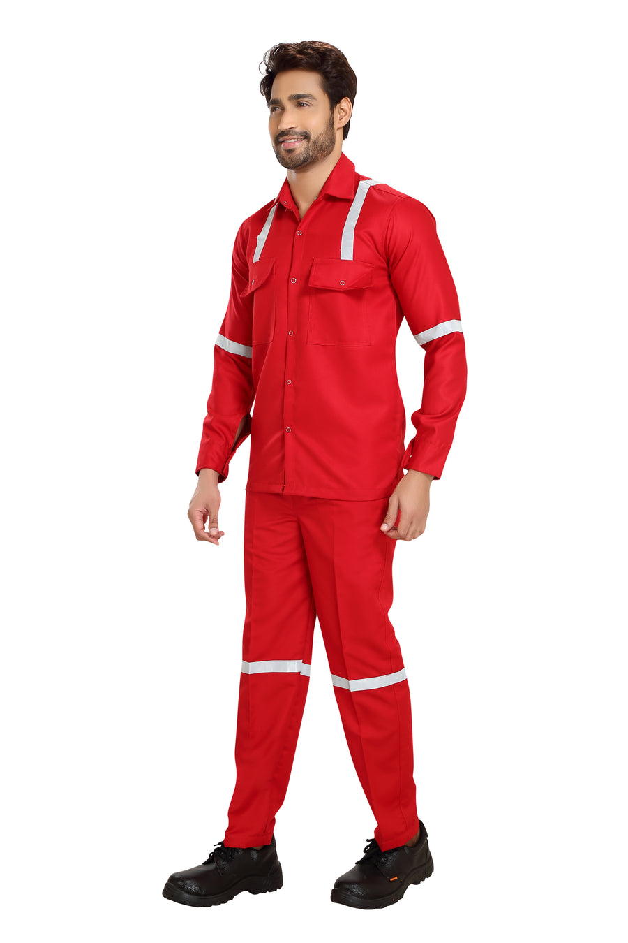 Boiler Pant Shirt Set – Red, Grey Reflective Tape - Left Sleeve