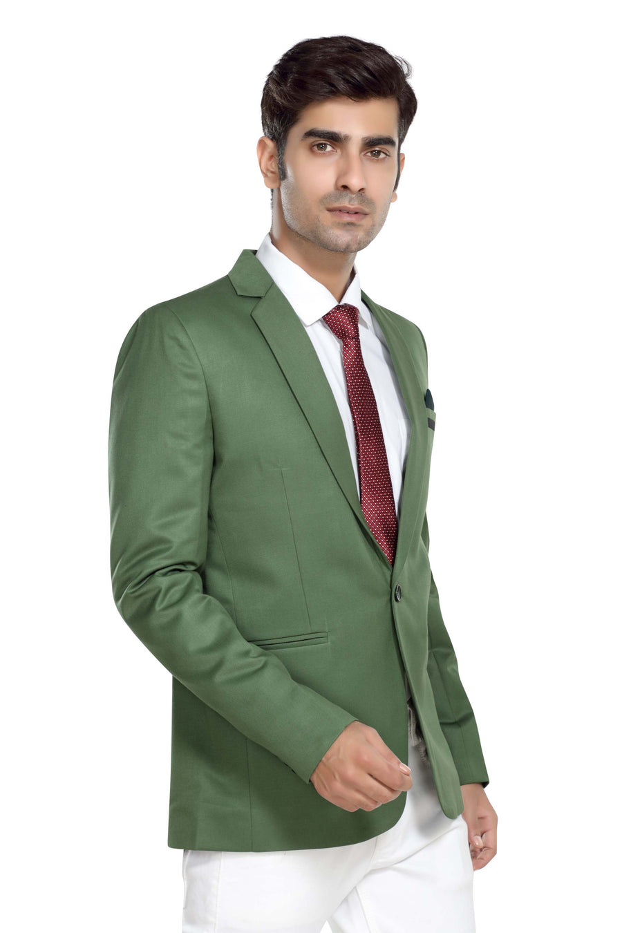 Men's Slim Fit TR Blazer – Green - Right Sleeve